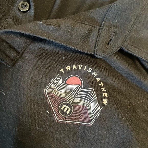 Travis Mathew youth cotton polyester logo polo golf size large EUC black - Picture 2 of 4